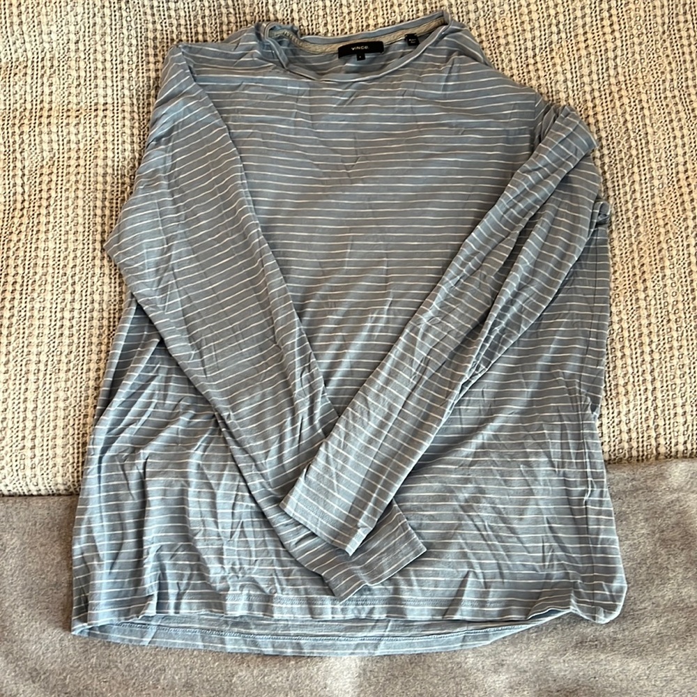 Vince long sleeve striped shirt blue